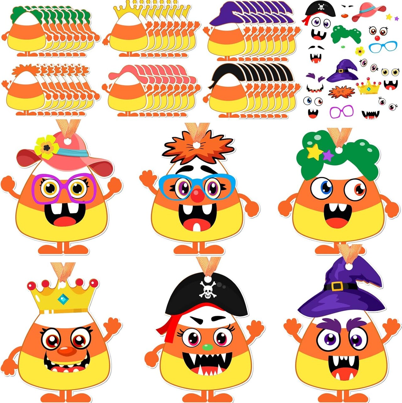 48 Pcs-Halloween Craft Kits for Kids,DIY Handicraft Make Your Own Stickers